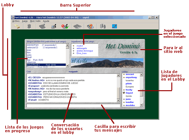 Ventana principal de Net Domin mostrando el lobby